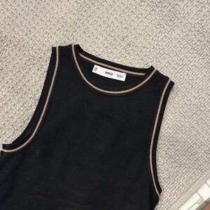 Mango Black Tank Top with Beige Accents thick